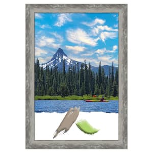 Opening Size 24 in. x 36 in. Waveline Silver Narrow Picture Frame