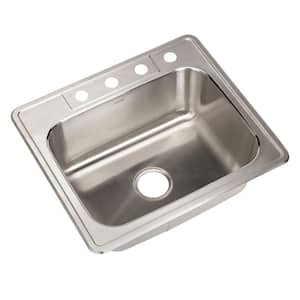 Glowtone Series Drop-In Stainless Steel 25 in. 4-Hole Single Bowl Kitchen Sink