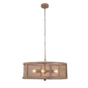 Prairie 4-Light Natural Hanging Chandelier with Brown Shade