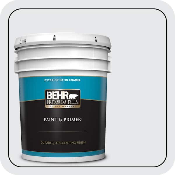 BEHR PREMIUM PLUS 5 gal. #PR-W10 Swirling Water Satin Enamel Exterior Paint & Primer
