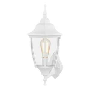 Kinglet 19.7 in. 1-Light White Hardwired Outdoor Wall Lantern Sconce with Clear Glass (1-Pack)