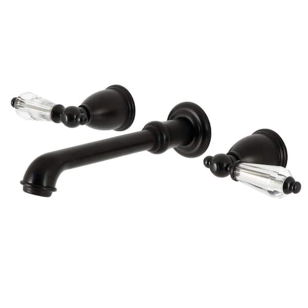 Kingston Brass Wilshire 2-Handle Wall-Mount Bathroom Faucets in Matte Black
