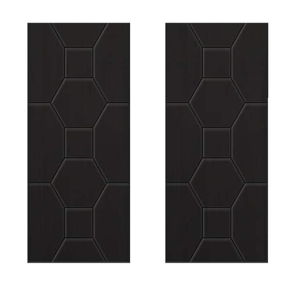 CALHOME 48 in. x 80 in. Hollow Core Black Painted Composite MDF Interior Double Closet Sliding Doors