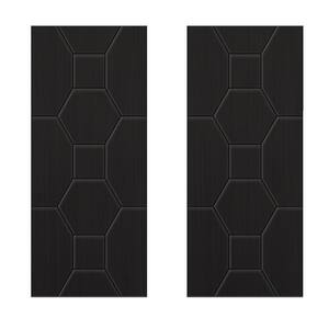 72 in. x 84 in. Hollow Core Black Painted Composite MDF Interior Double Closet Sliding Doors