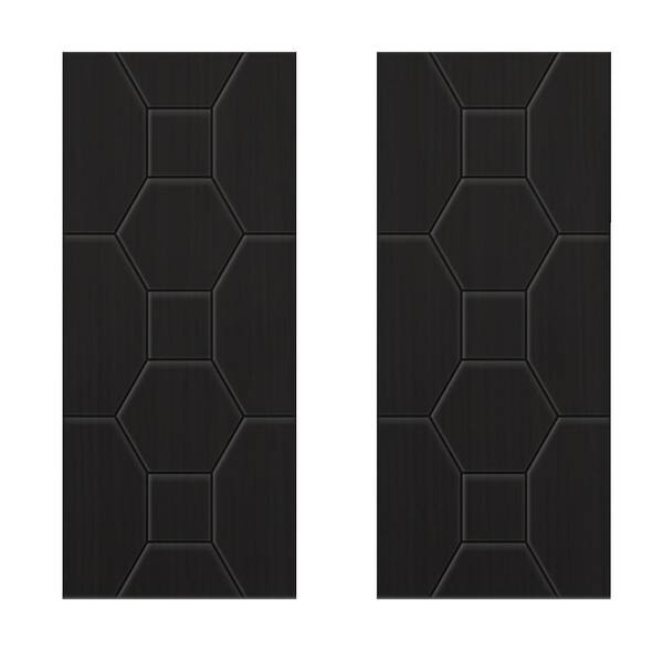 CALHOME 60 in. x 96 in. Hollow Core Black Painted Composite MDF Interior Double Closet Sliding Doors