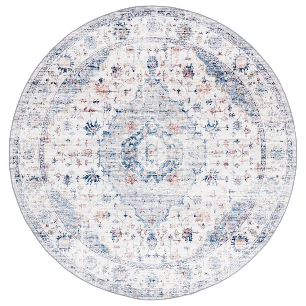 Arizona Light Blue/Ivory Round Synthetic Area Rug