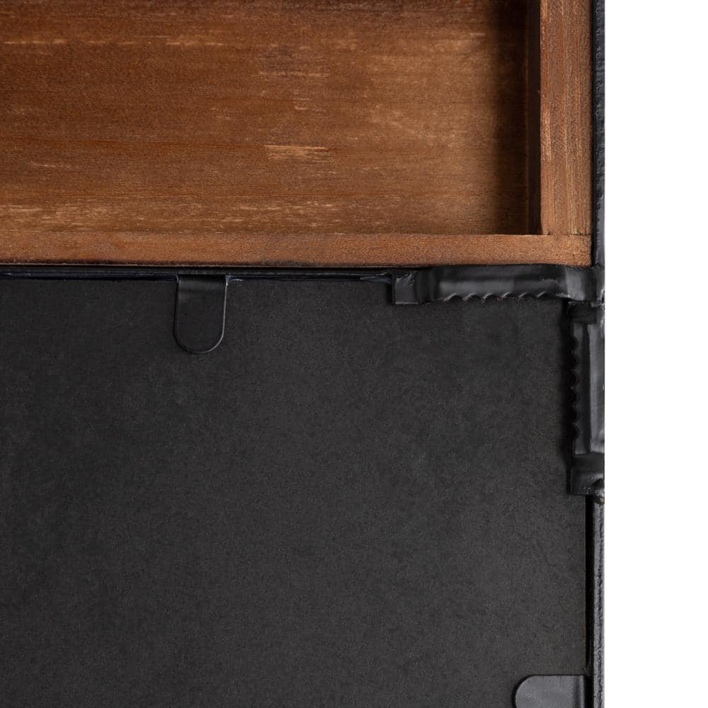 Rustic Brown and Black Rectangular Wood Wall Mirror