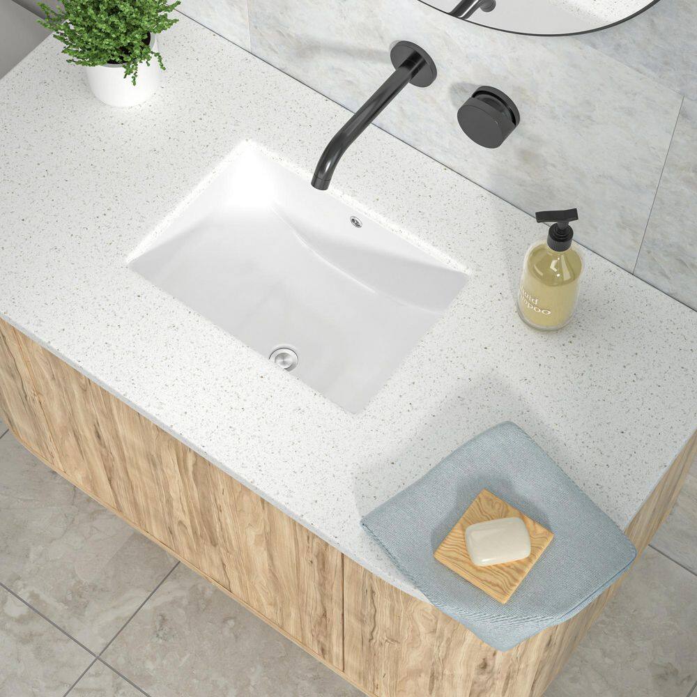 19.5" White Rectangular Ceramic Undermount Bathroom Sink