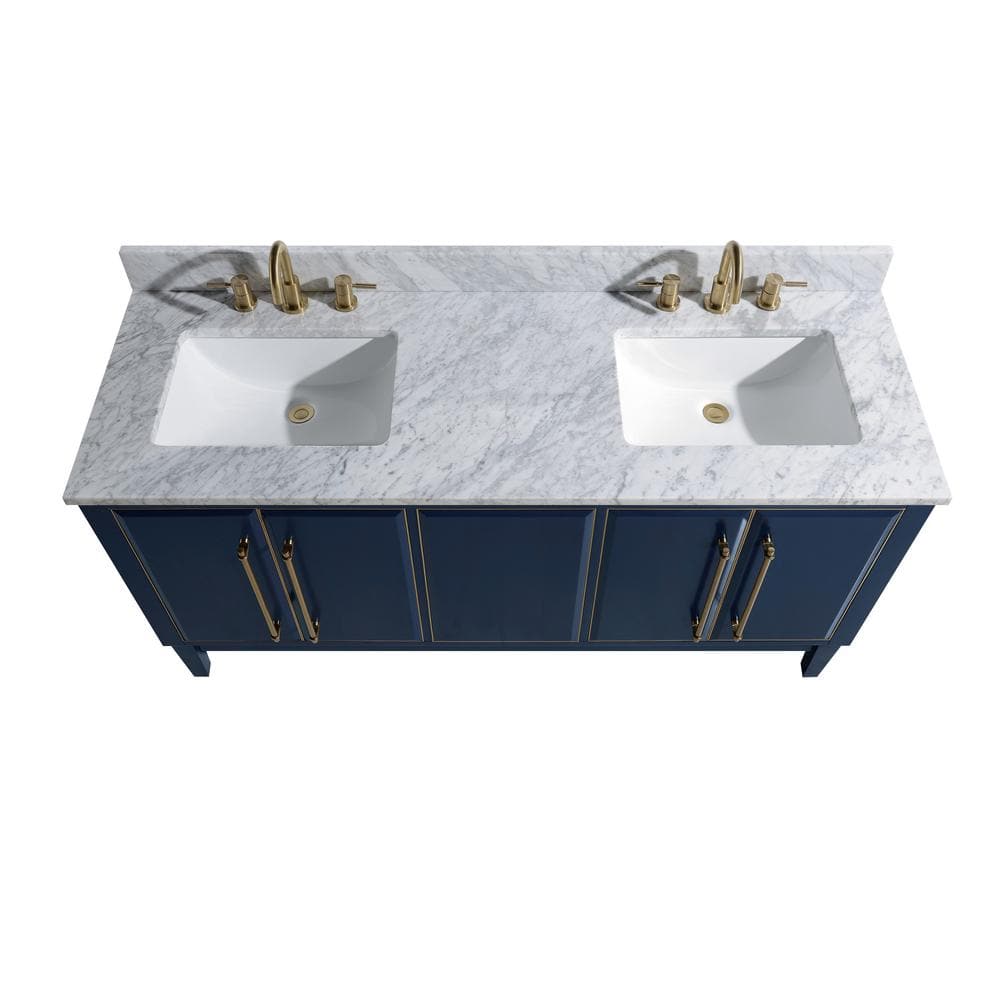 73'' Carrara White Marble Double Sink Vanity Top