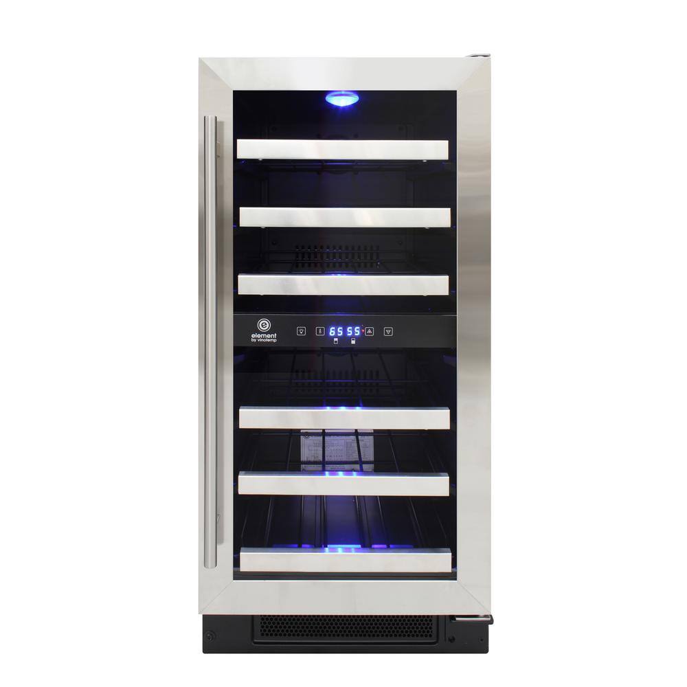 Compact Stainless Steel Dual-Zone Wine Cooler with Interior Lighting