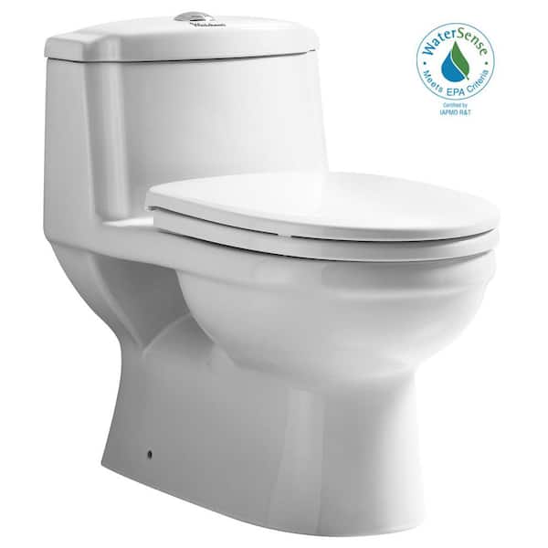 Whitehaus Collection Magic Flush 1-Piece 1.6/1.1 GPF Dual Flush Elongated Toilet in White