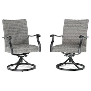 Swivel Steel Wicker Outdoor Dining Chair (Set of 2)