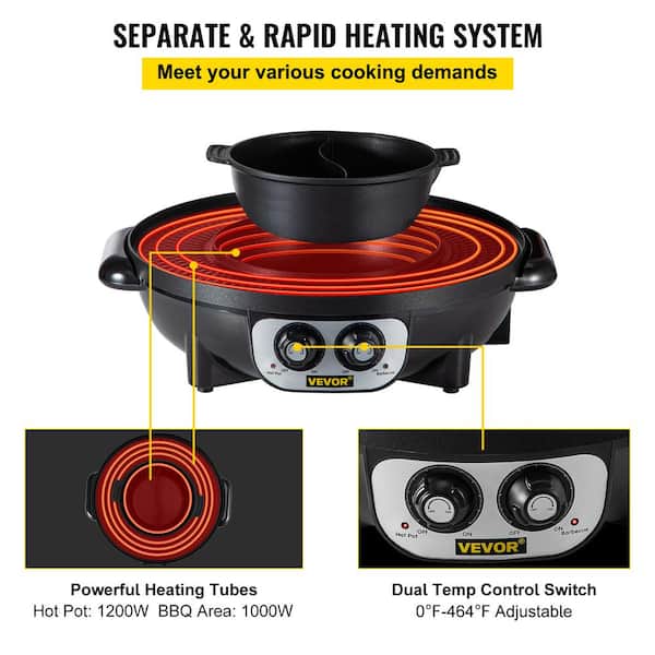 Food Party 2 in 1 Electric Smokeless Grill and Hot Pot