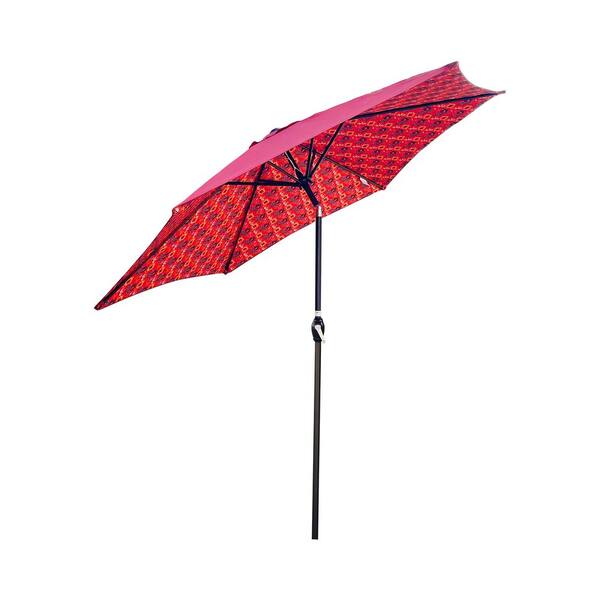 Noble House Eron 9 ft. Round Metal Outdoor Patio Umbrella in