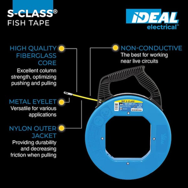 Tuff-Grip Pro 100 ft. x 3/16 in. S-Class Fish Tape with Eyelet