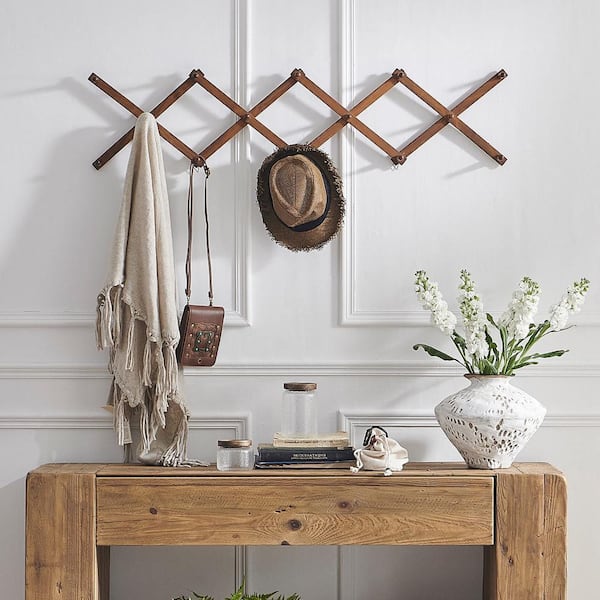 Angel Sar Walnut Accordion Wall Hanger, Expandable Wall Mounted