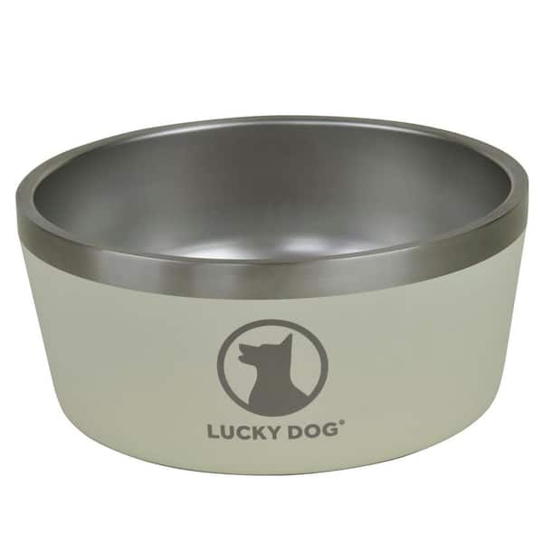 Lucky Dog INDULGE 64 oz. 8 Cup Double Wall Stainless Steel Dog Bowl To Non Slip To Lifetime Warranty in Beige