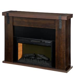 47.25 in. x 34.75 in. Electric Fireplace with Mantel, 1400W Freestanding Fireplace Heater, Timer w/Remote Control, Brown