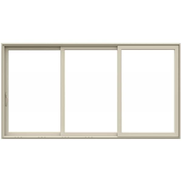 JELD-WEN V4500 Multi-Slide 177 in. x 96 in. Left-Hand Low-E Desert Sand Vinyl 3-Panel Prehung Patio Door