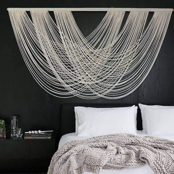 57 in. x 31 in. Large Ivory Macrame Wall Hanging-Boho Cotton Yarn