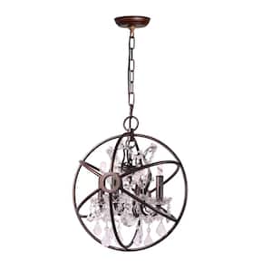 4-Light Oil Rubbed Bronze Globe Chandelier with Clear Crystals