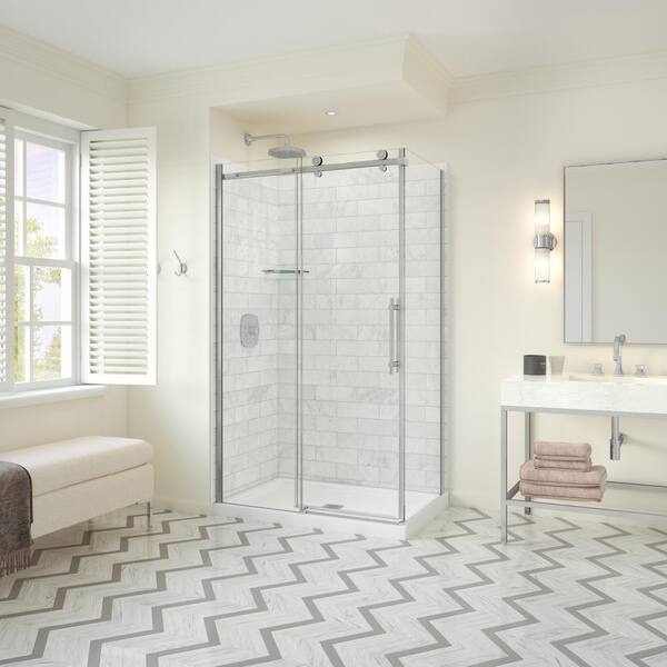 MAAX Odyssey SC 48 in. x 32 in. x 78 in. 8mm Sliding Shower Door for Corner Installation with Clear glass in Chrome