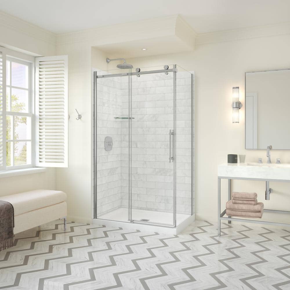 Odyssey SC 48 in. x 32 in. x 78 in. 8mm Sliding Shower Door for Corner Installation with Clear glass in Chrome price history on PriceWatchPro