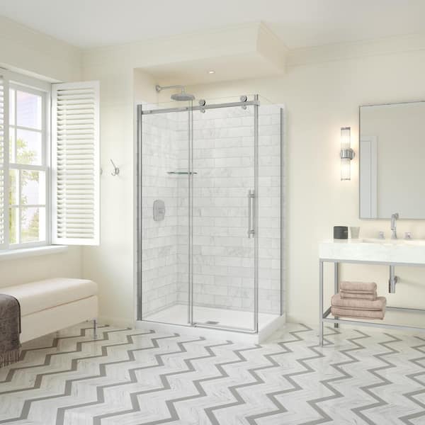 MAAX Odyssey SC 48 in. x 32 in. x 78 in. 8mm Sliding Shower Door for Corner Installation with Clear glass in Chrome