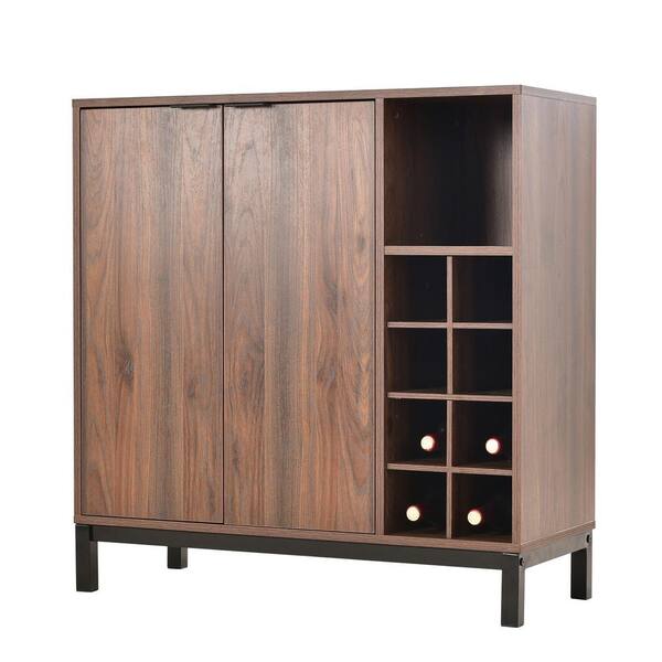 Angel Sar Brown Sideboard with Cabinet and 8-Wine Compartments