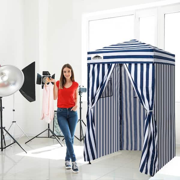 EAGLE PEAK 4 ft. x 4 ft. Pop Up Privacy Tent Foldable Outdoor Portable  Dressing Changing Room Shelter, White/Blue CR16-WB-HD