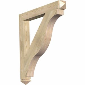 4 in. x 38 in. x 38 in. Douglas Fir Funston Arts and Crafts Rough Sawn Bracket