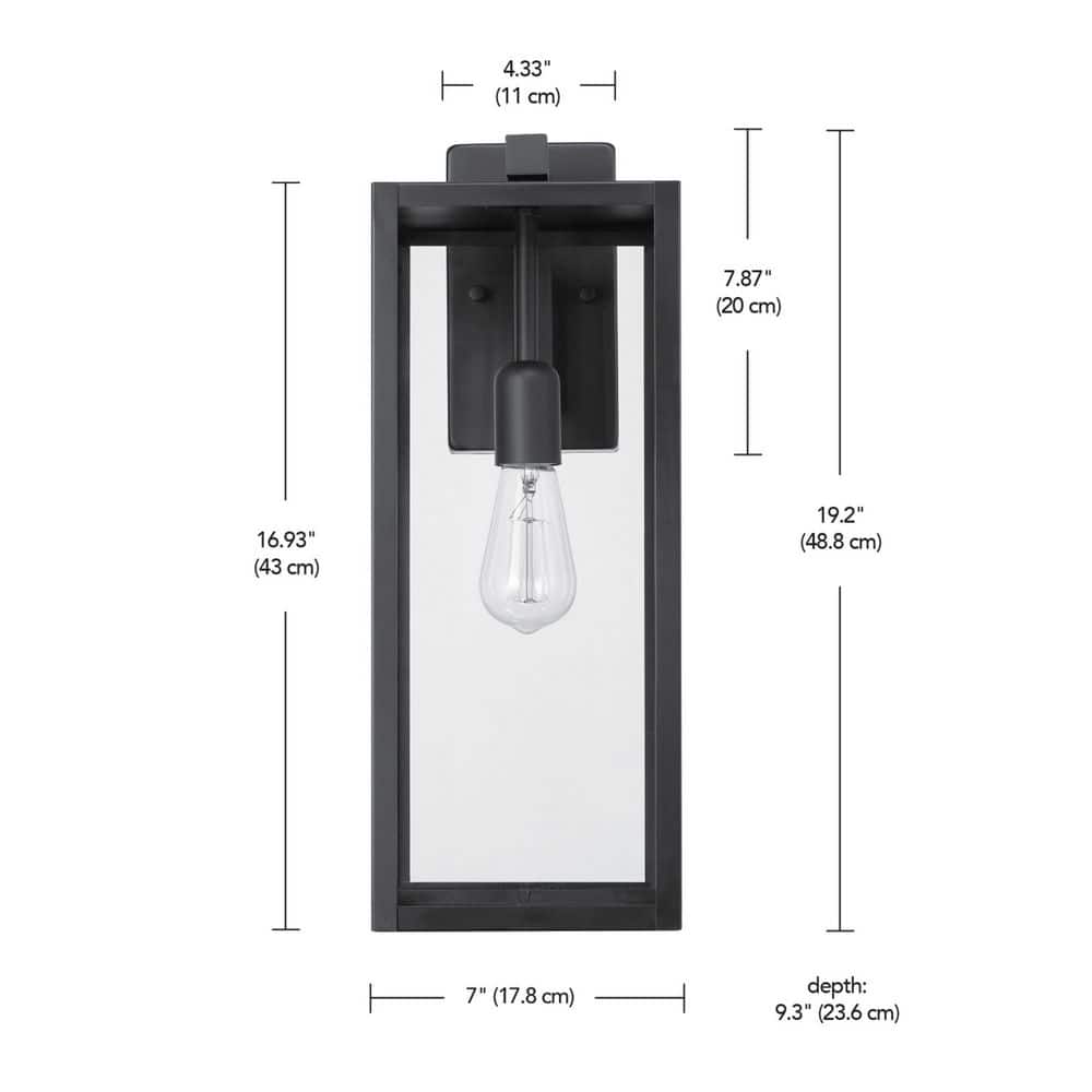 Matte Black Farmhouse Outdoor Wall Lantern with Clear Glass Shade