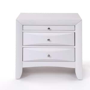 Ireland/Storage 2-Drawer White Nightstand with English Dovetail and Metal Glides 26 in. x 17 in. x 25 in. H