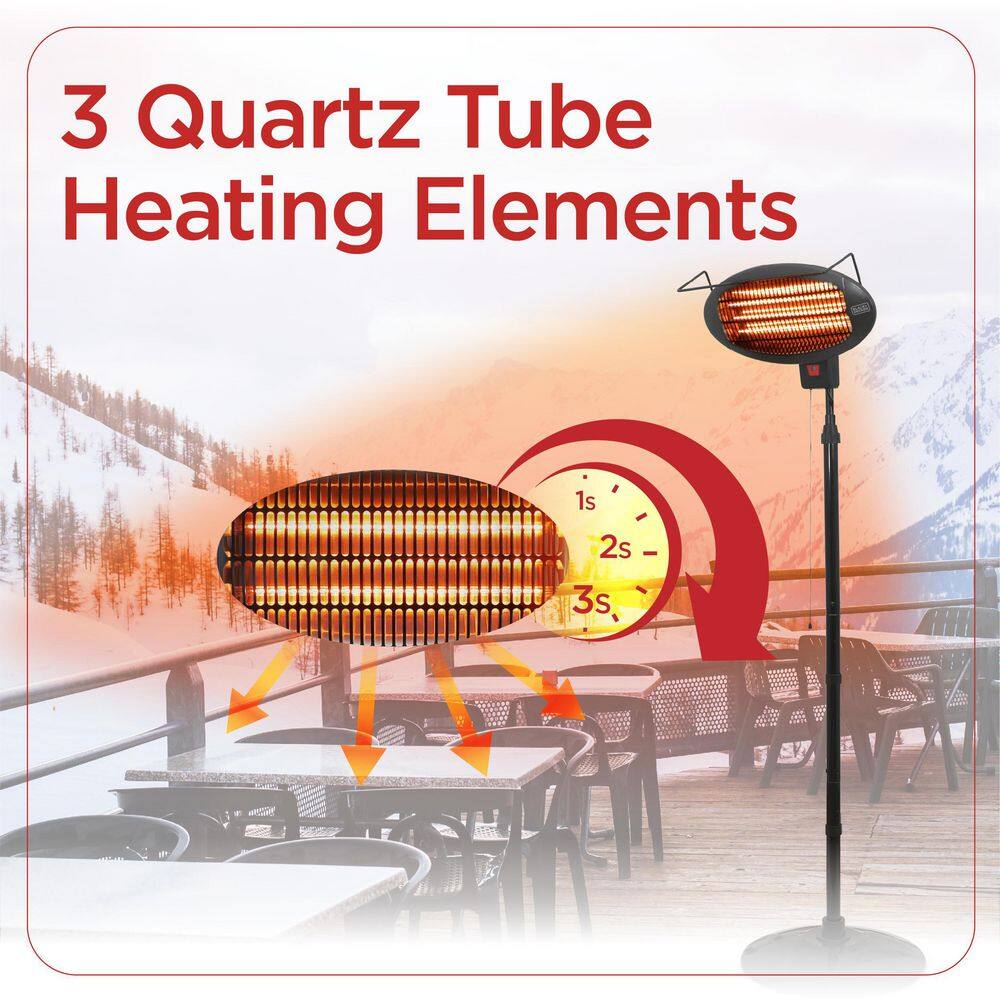 BLACK+DECKER Black Electric Patio Heater with Adjustable Tilt