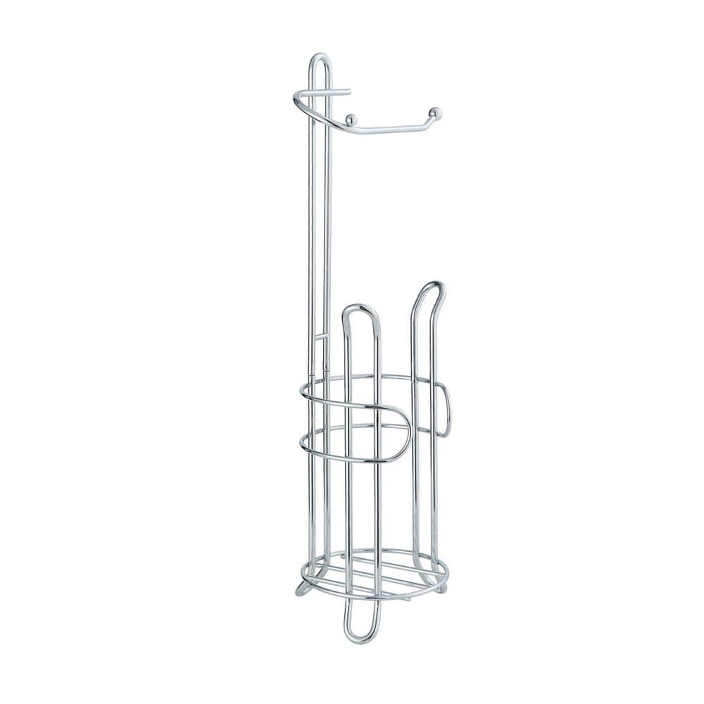 Freestanding No Post Toilet Paper Holder Roll Storage Dispenser in Chrome