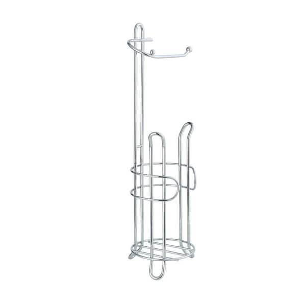 Cubilan Freestanding No Post Toilet Paper Holder Roll Storage Dispenser in Chrome