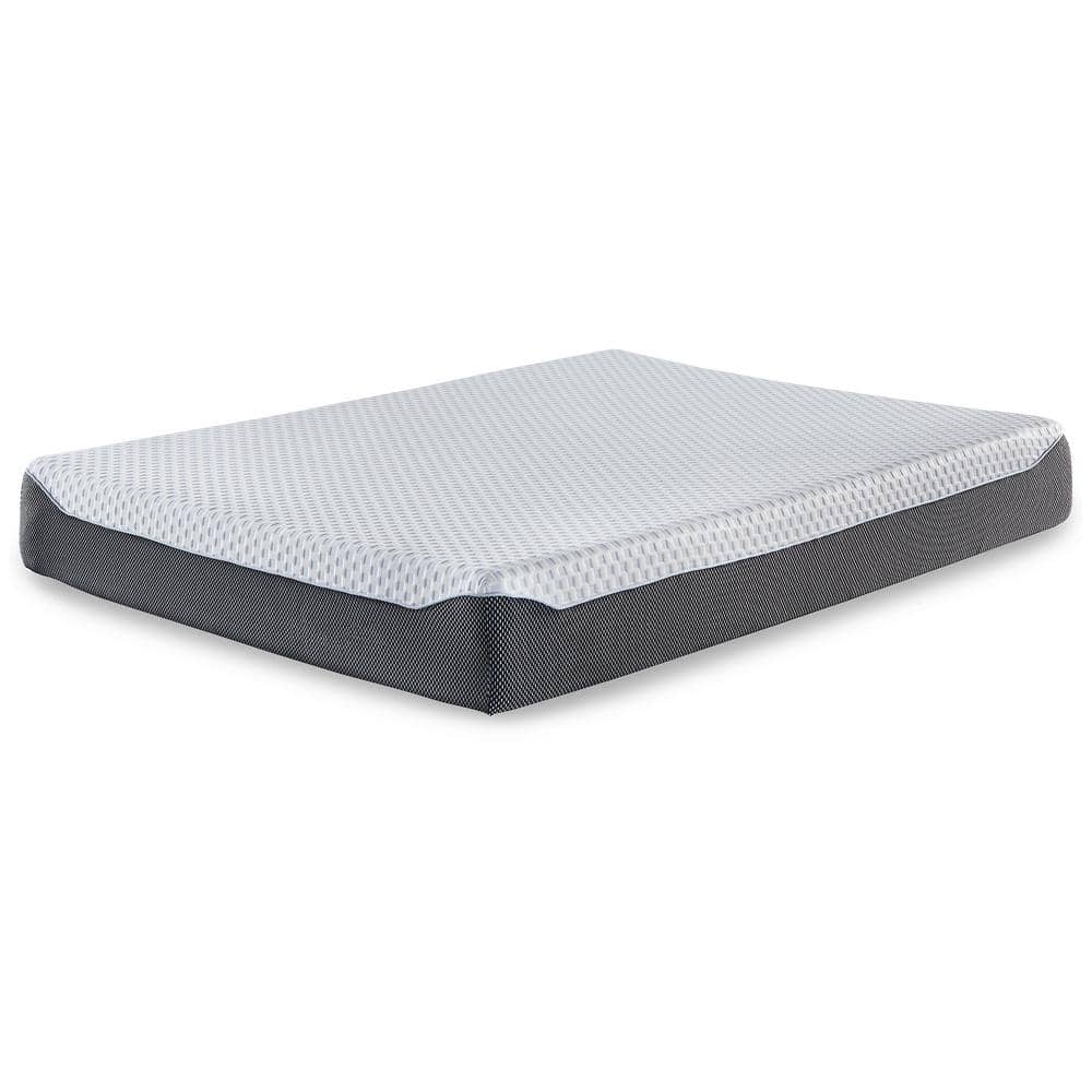 Queen Size White and Gray 10 Inch Memory Foam Mattress