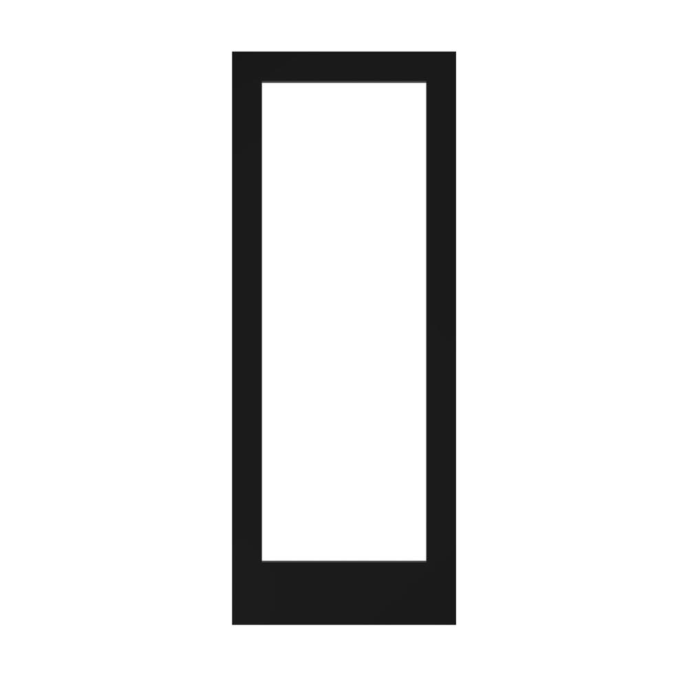 32" x 80" Black Solid Wood Clear Glass Interior Door