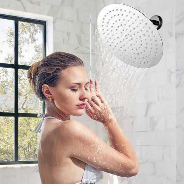 1-Spray Patterns with 1.8 GPM 12 in. Wall Mount Rain Fixed Shower Head in Polished Chrome