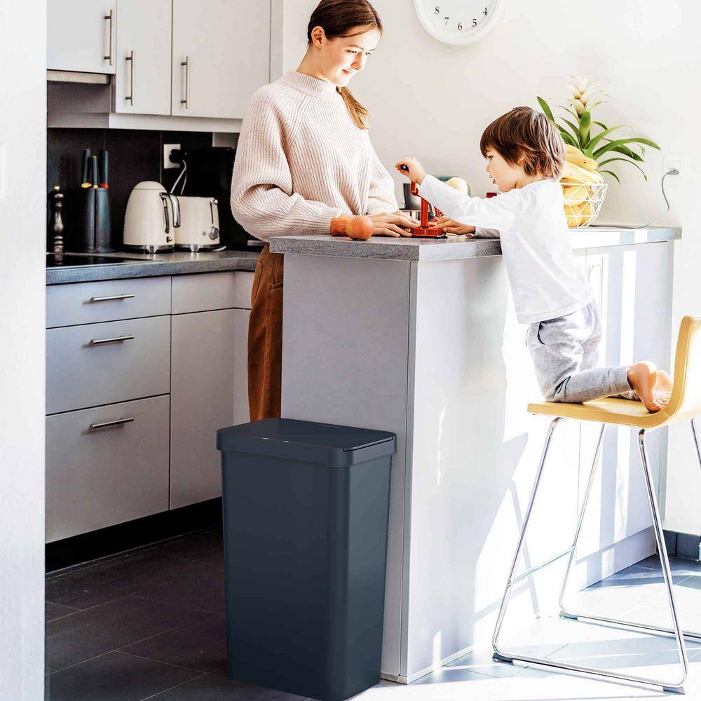 Black 13.2 Gallon Touchless Plastic Kitchen Trash Can