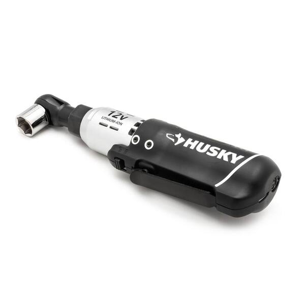 Husky - 12-Volt Lithium-Ion 3/8 in. Drive Cordless Ratchet W/ 34 Piece Socket Set, Battery, Charger, and Carrying Case