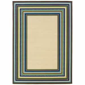 Bernadette Ivory 3 ft. x 5 ft. Unthemed Woven Border Polypropylene Rectangle Area Rug