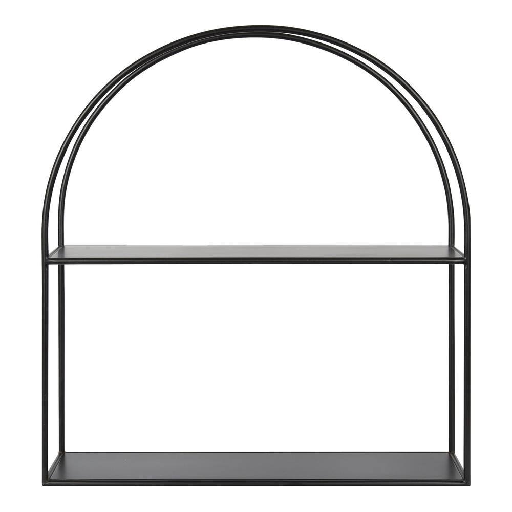 Monroe Black Wood Floating Wall Shelf with Arch Design