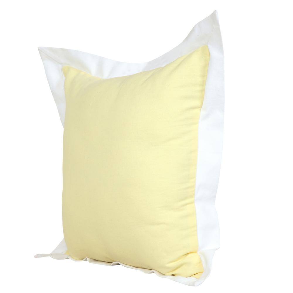 Chic Bordered Light Yellow & White 20" Throw Pillow