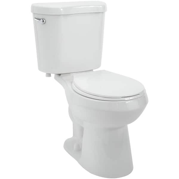 Glacier Bay 12 inch Rough In Two-Piece 1.28 GPF Single Flush Round Toilet in White Seat Included