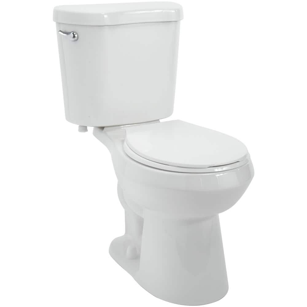 Glacier Bay 2-piece 1.28 GPF High Efficiency Single Flush Round Toilet in White, Seat Included
