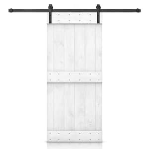 32 in. x 84 in. Distressed Mid-Bar Series Light Cream Stained DIY Wood Interior Sliding Barn Door with Hardware Kit