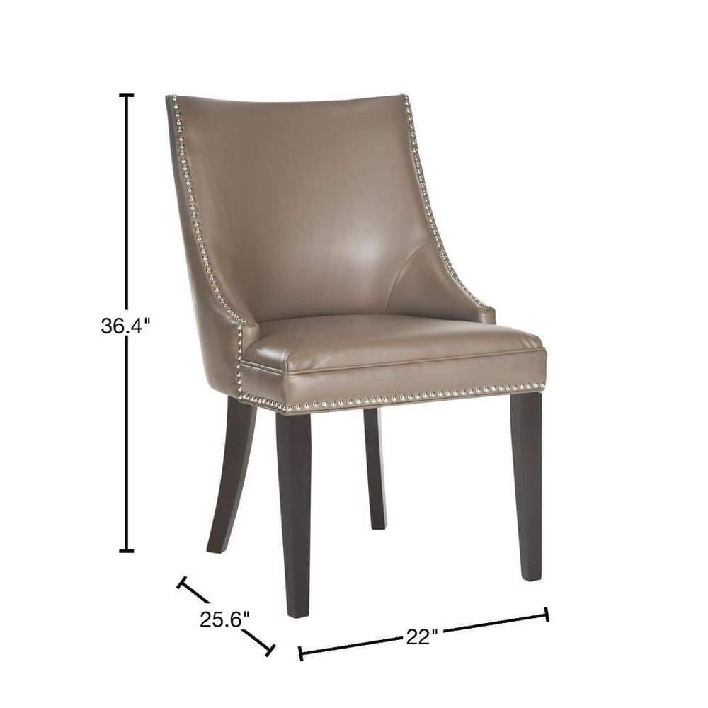 Espresso Birchwood Parsons Side Chair in Clay with Silver Nailhead Trim