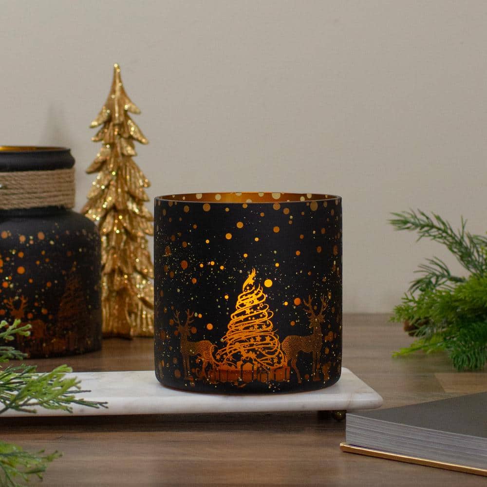 Light-Glow Forest Deer Tealight Candle Holder Tea Light Votice Ceramic Dome Gift 