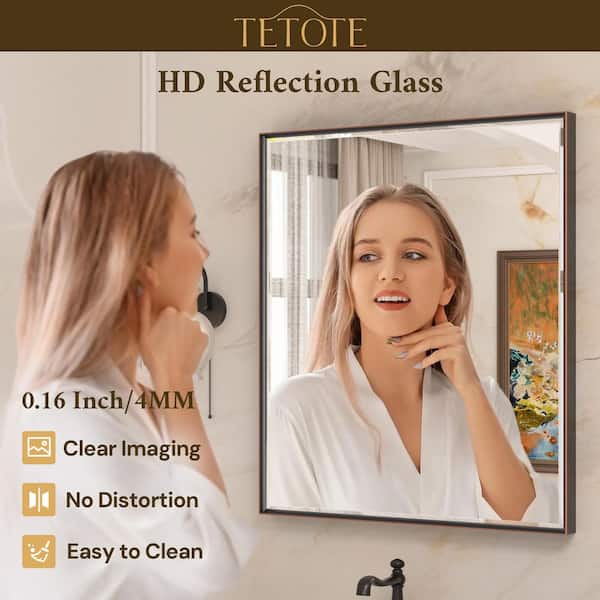 TETOTE 48 in. W x 36 in. H Framed Rectangular Oil Rubbed Bronze